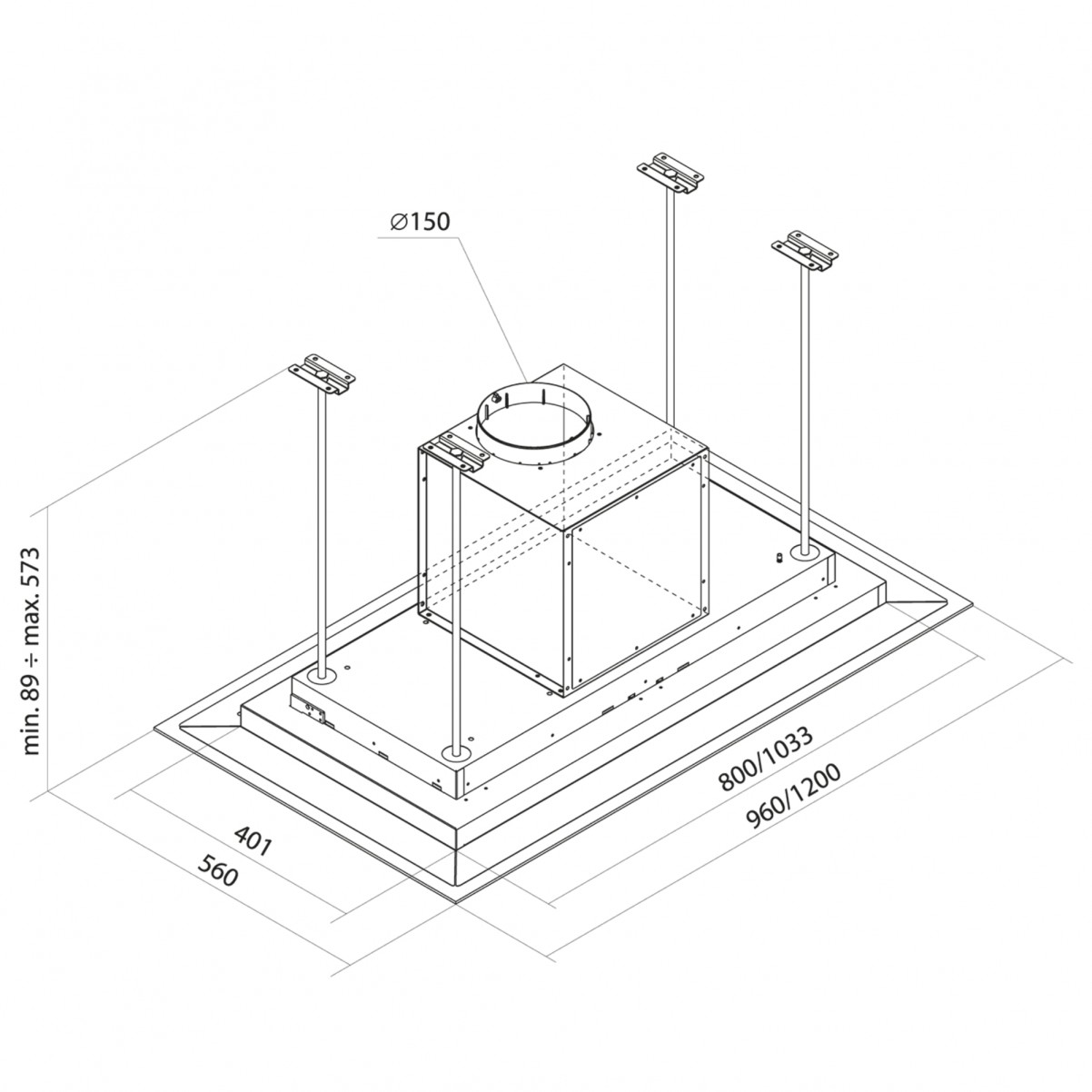 Takintegrerad köksfläkt  Swedluxury LYXOR svart glas|Standard Line