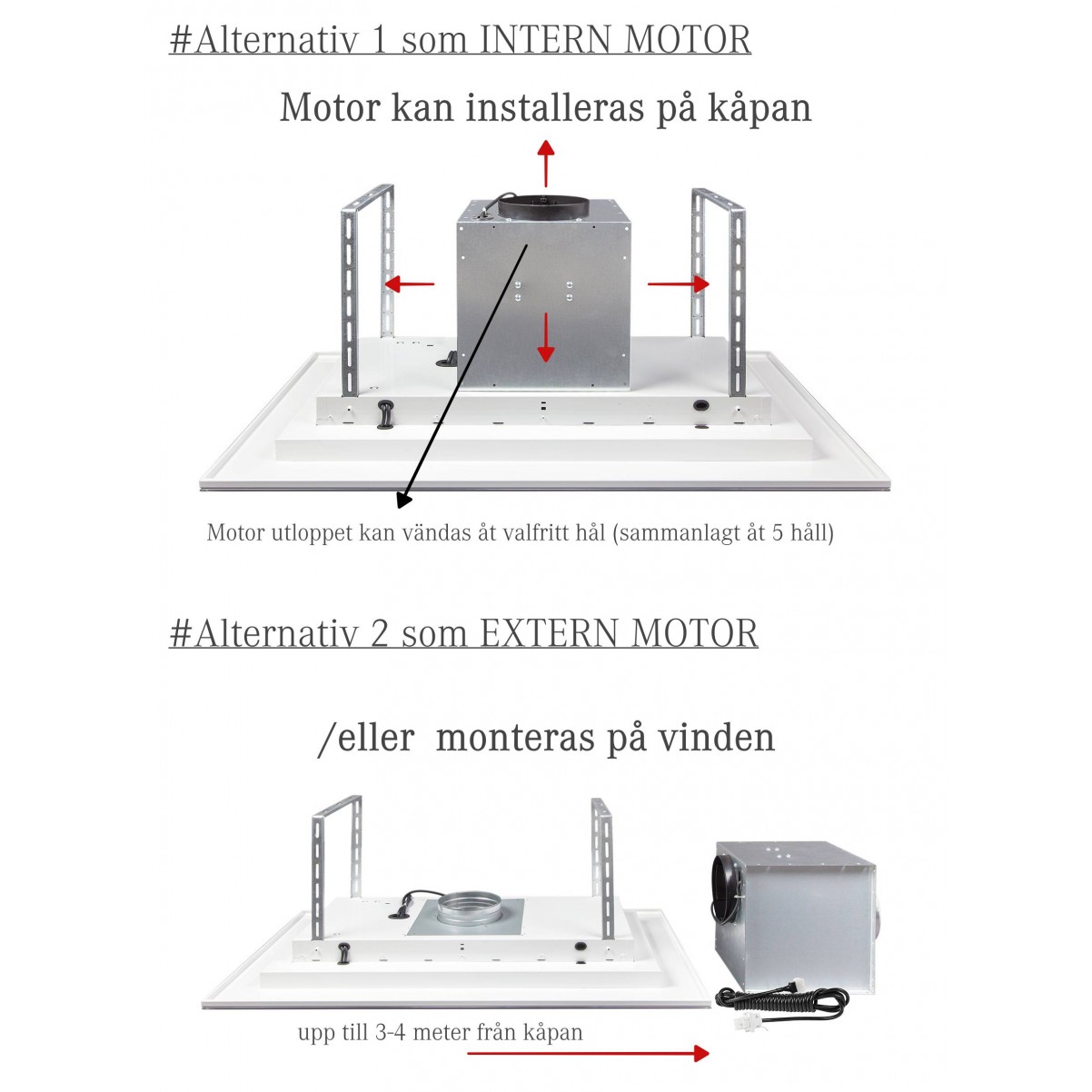 Takintegrerad köksfläkt  Swedluxury LYXOR svart glas|Standard Line