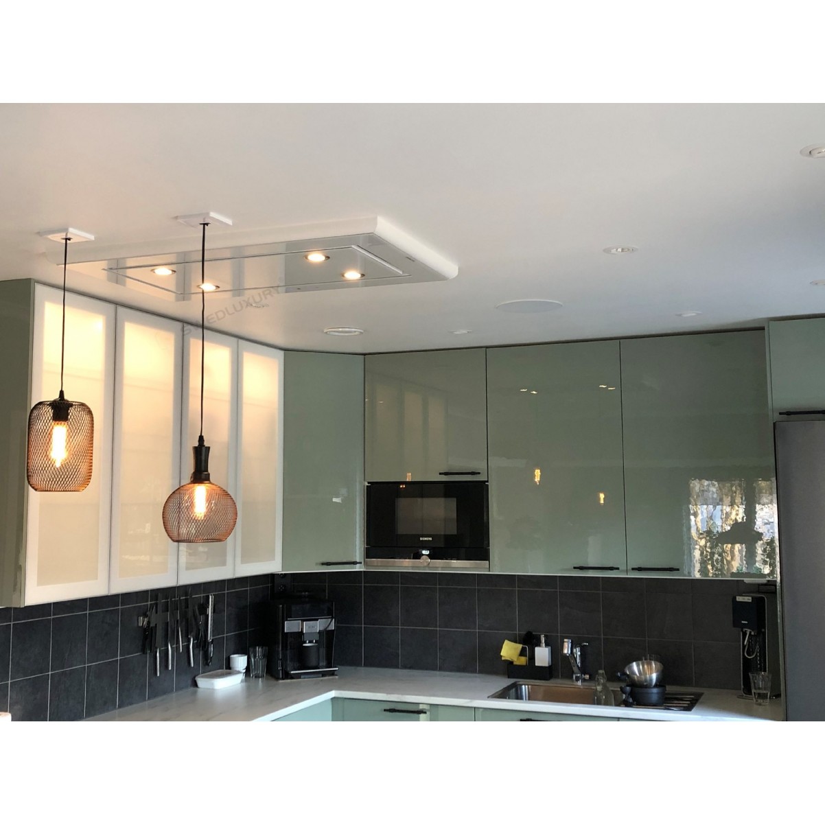 Takintegrerad köksfläkt  Swedluxury LYXOR svart glas|Standard Line