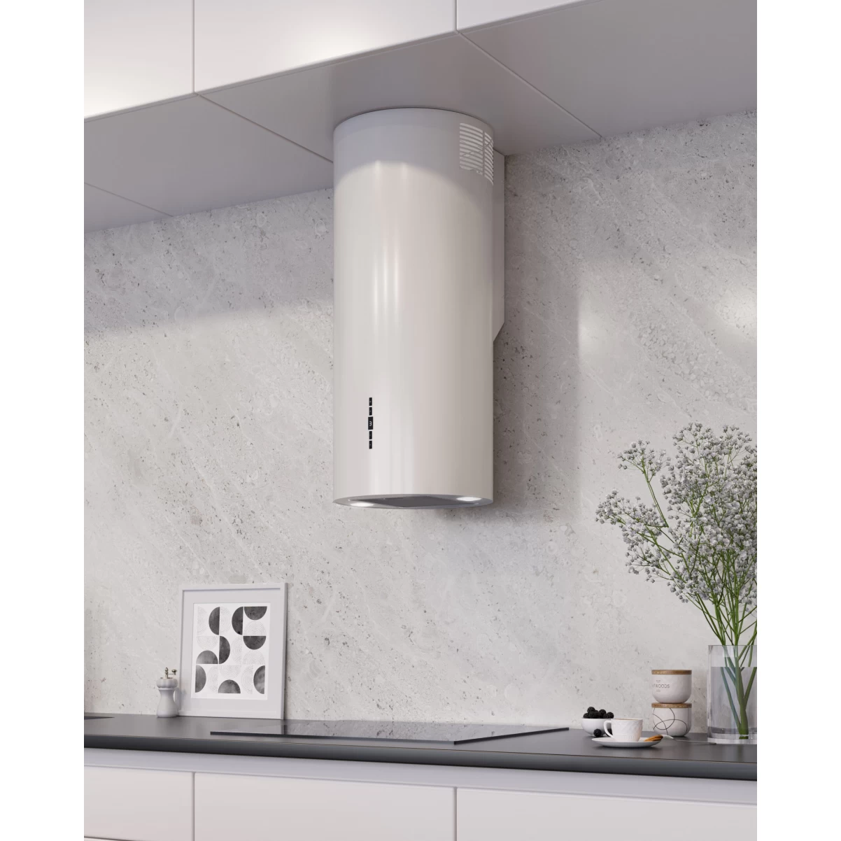 Vägghängd cylinder köksfläkt 40cm vit|SWEDLUXURY|Baltic