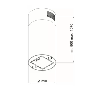 Frihängande cylinder köksfläkt 40cm vit|SWEDLUXURY|Explorer Z