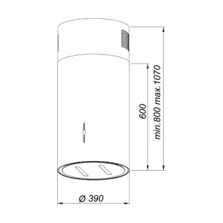 Frihängande cylinder köksfläkt 40cm svart|SWEDLUXURY|Explorer Z