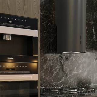 Vägghängd cylinder köksfläkt 40cm svart|SWEDLUXURY|Harmony