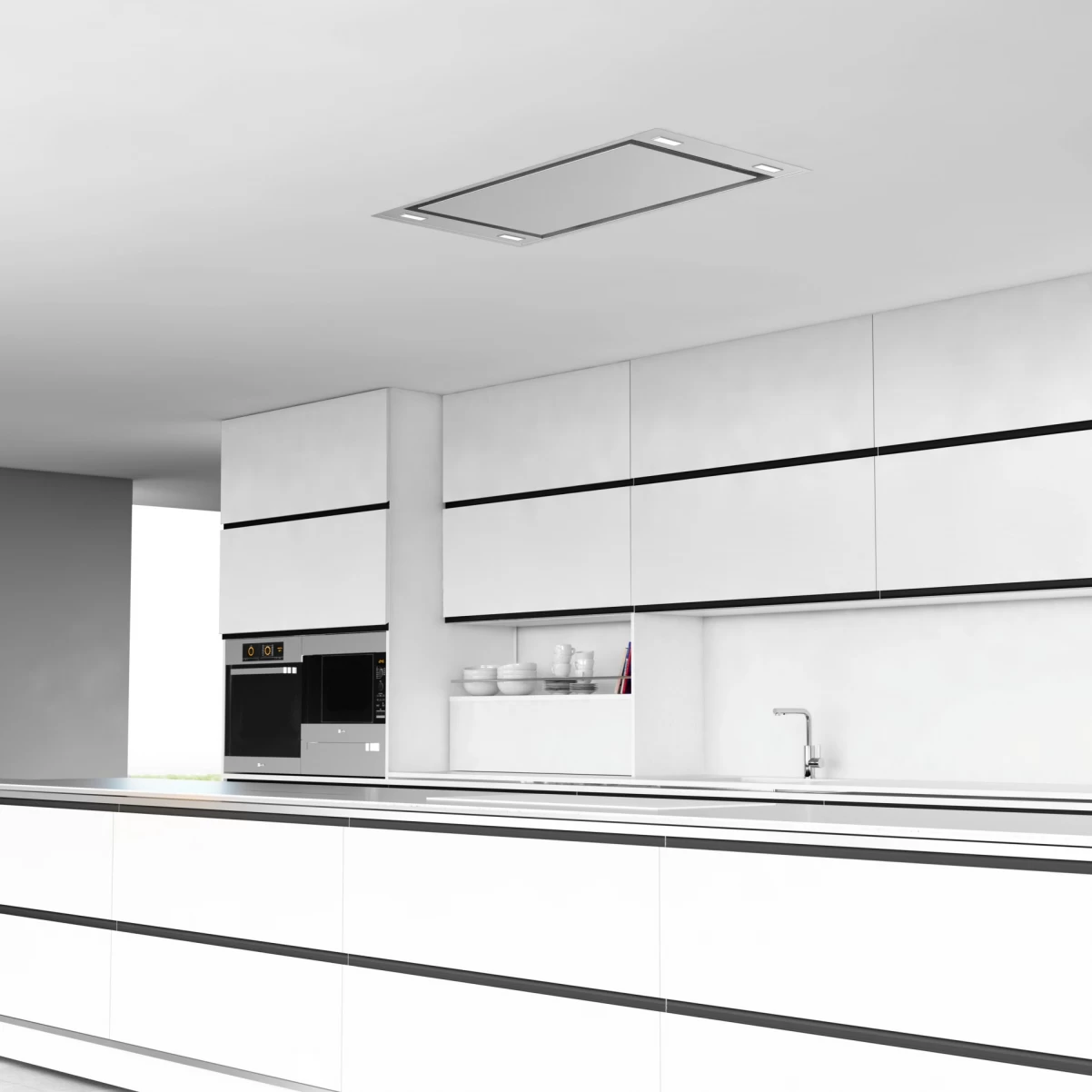 Takintegrerad köksfläkt  Swedluxury KAPPA rostfri / vit|Premium Line