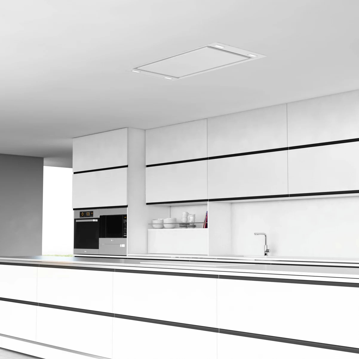 Takintegrerad köksfläkt  Swedluxury KAPPA rostfri / vit|Premium Line