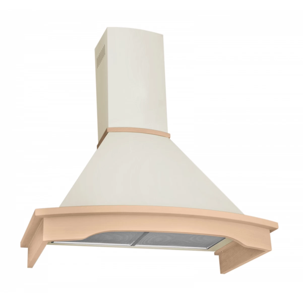 Vägghängd köksfläkt beige + bokträ list 60 cm / 90 cm|SWEDLUXURY|Landet