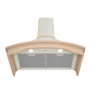 Vägghängd köksfläkt beige + bokträ list 60 cm / 90 cm|SWEDLUXURY|Landet
