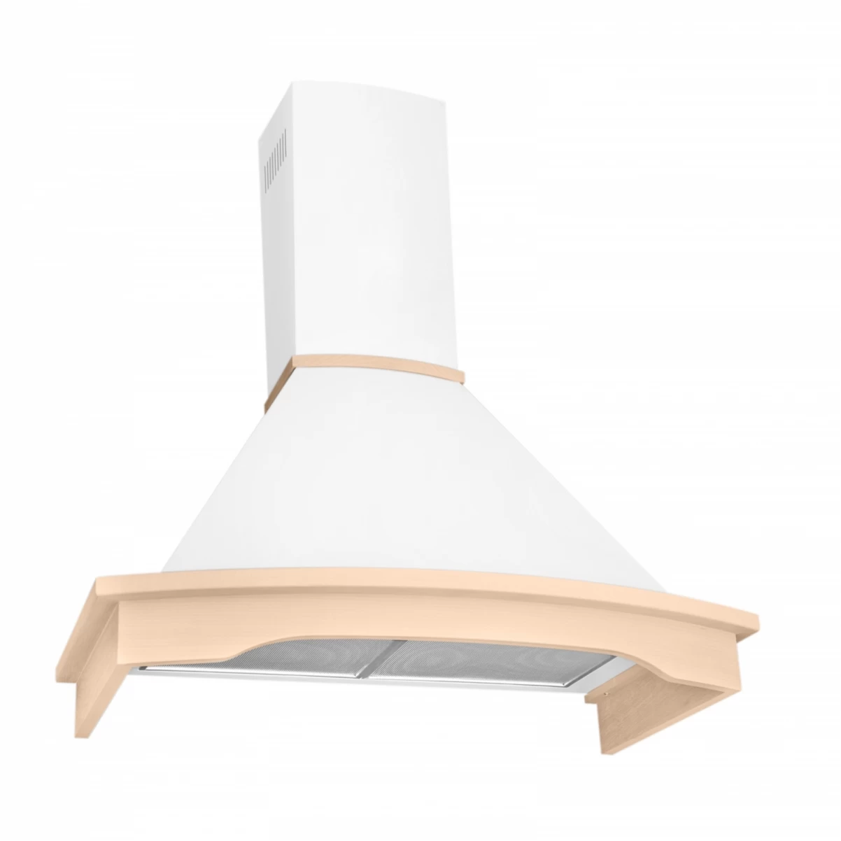 Vägghängd köksfläkt vit+ bokträ list 60 cm / 90 cm|SWEDLUXURY|Landet