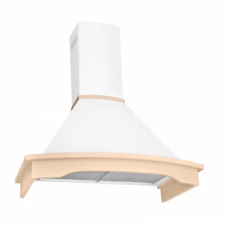 Vägghängd köksfläkt vit+ bokträ list 60 cm / 90 cm|SWEDLUXURY|Landet