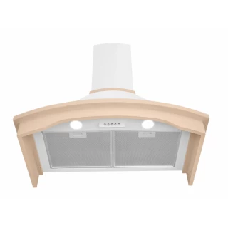 Vägghängd köksfläkt vit+ bokträ list 60 cm / 90 cm|SWEDLUXURY|Landet