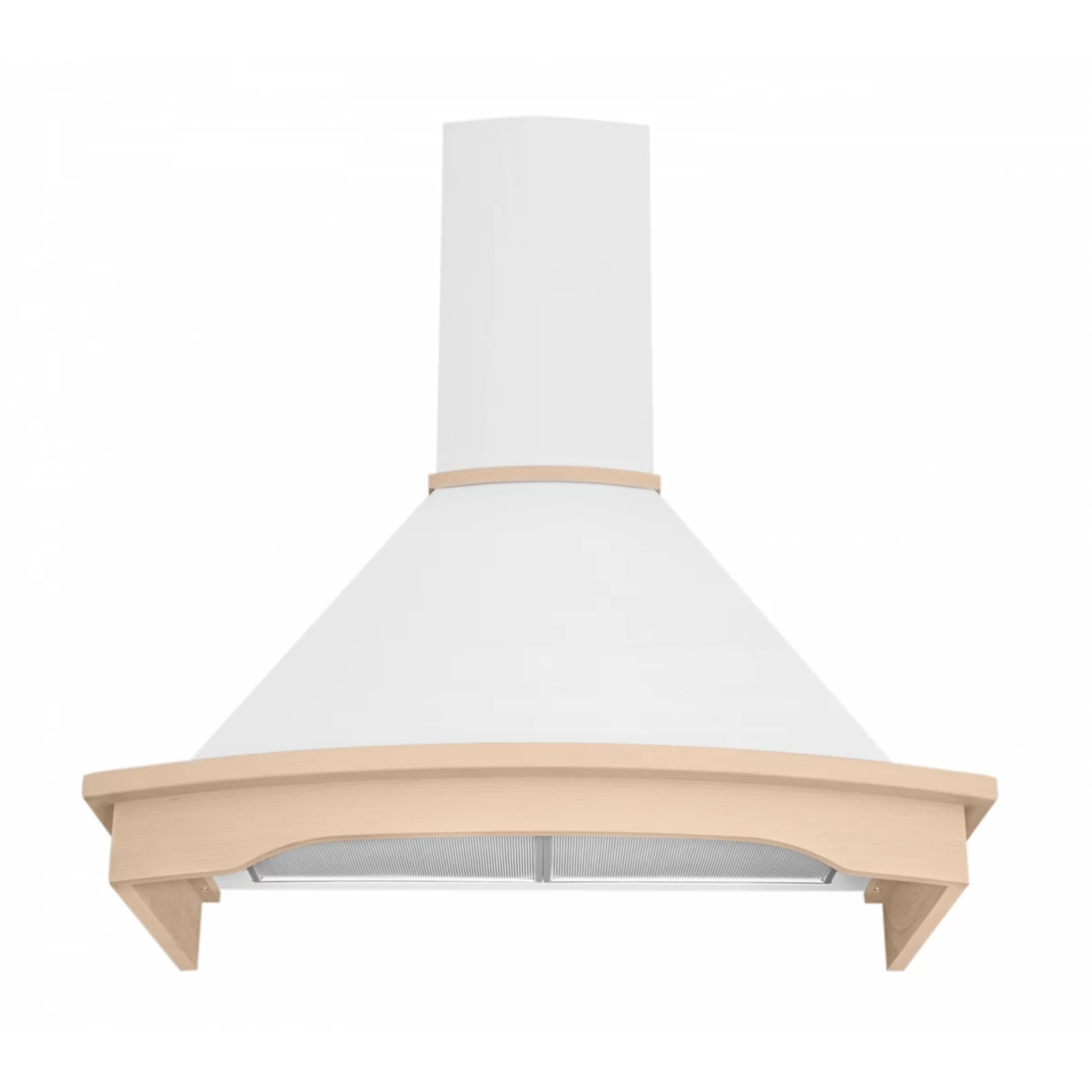 Vägghängd köksfläkt vit+ bokträ list 60 cm / 90 cm|SWEDLUXURY|Landet