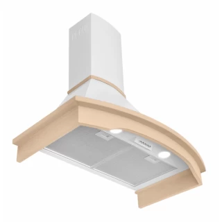 Vägghängd köksfläkt vit+ bokträ list 60 cm / 90 cm|SWEDLUXURY|Landet