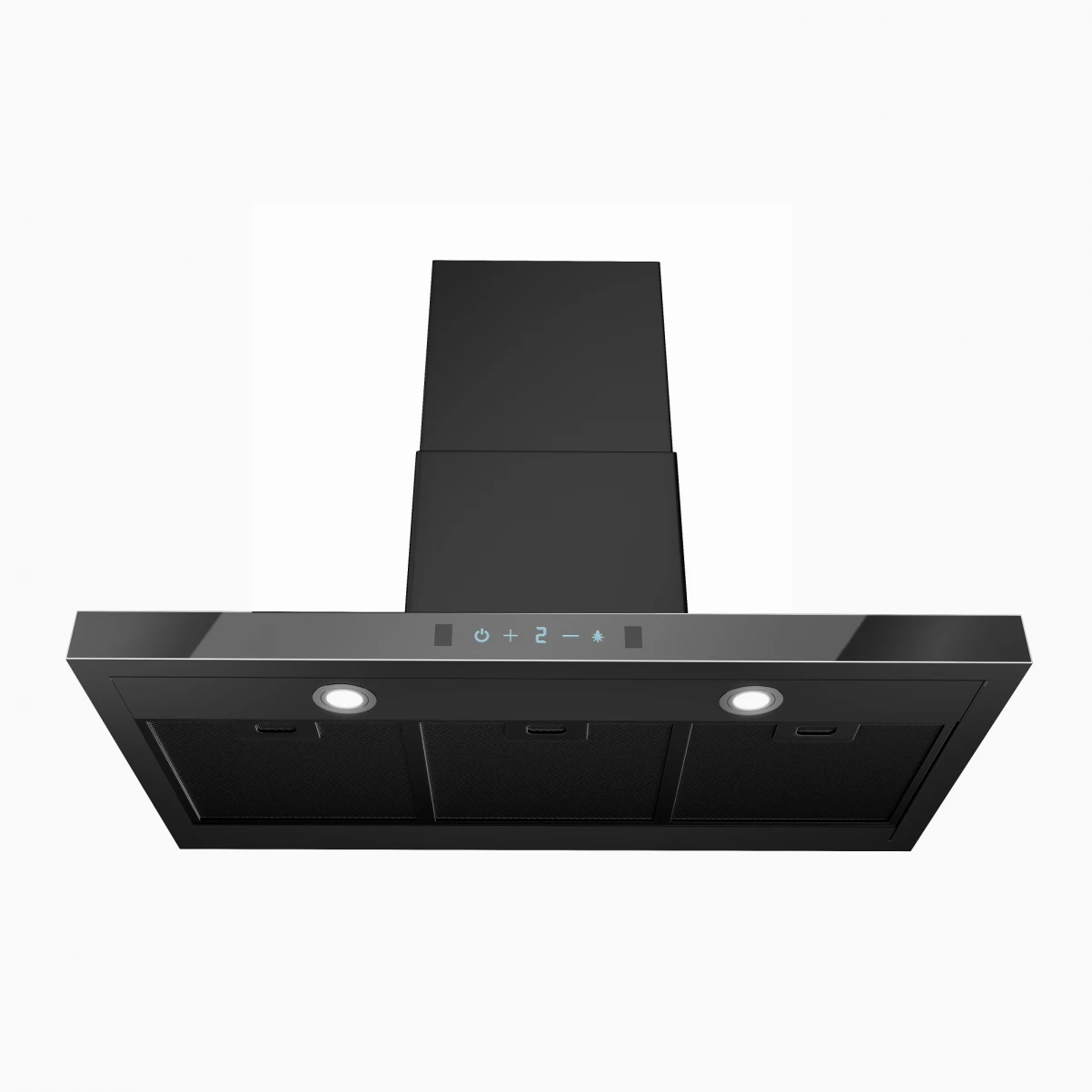 Vägghängd köksfläkt 60cm/90cm svart+svart glas|VENEK|Lotus
