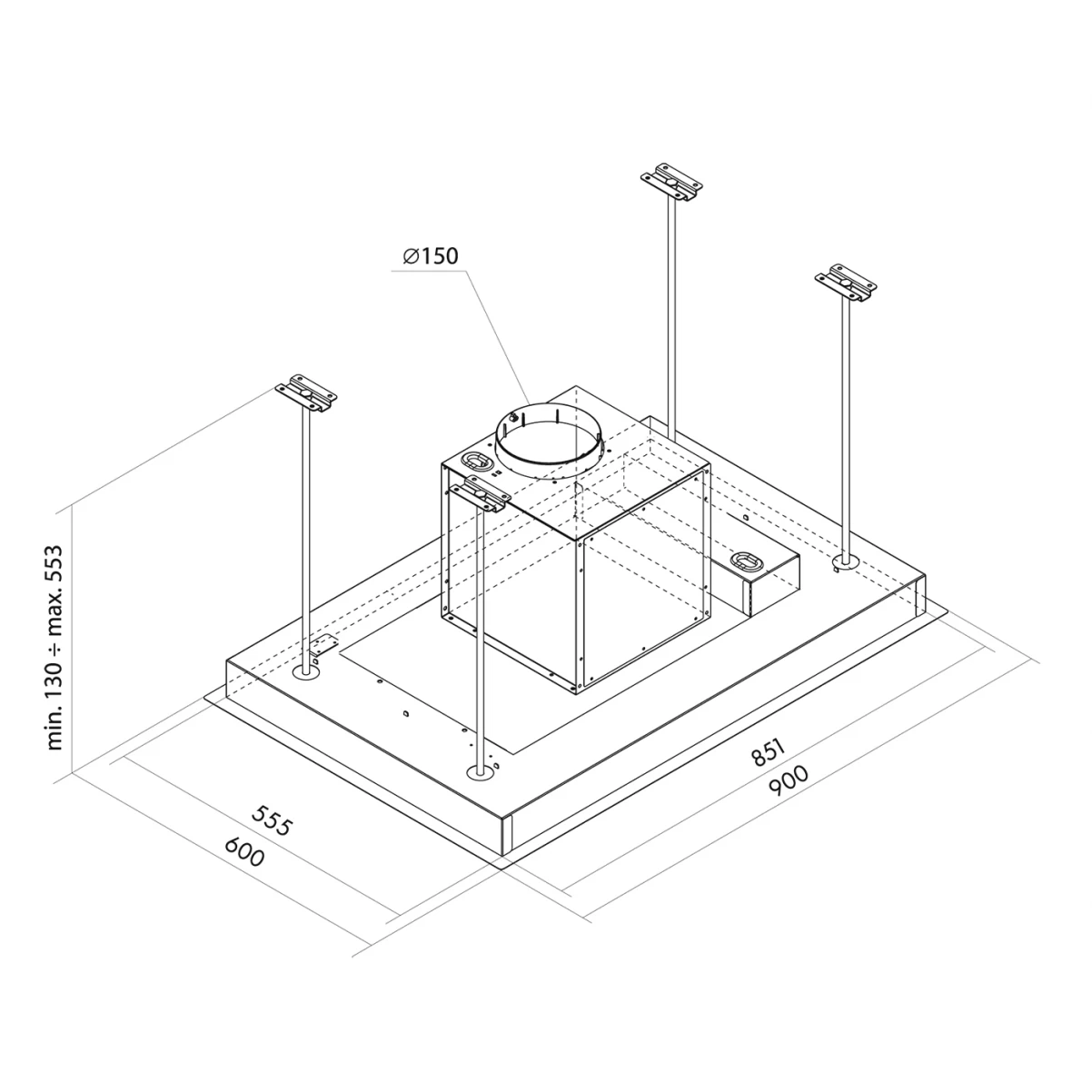 Takintegrerad köksfläkt  Swedluxury MYSTIC vit|Standard Line