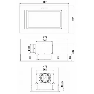 Takintegrerad köksfläkt VENEK|Astral| vit glas