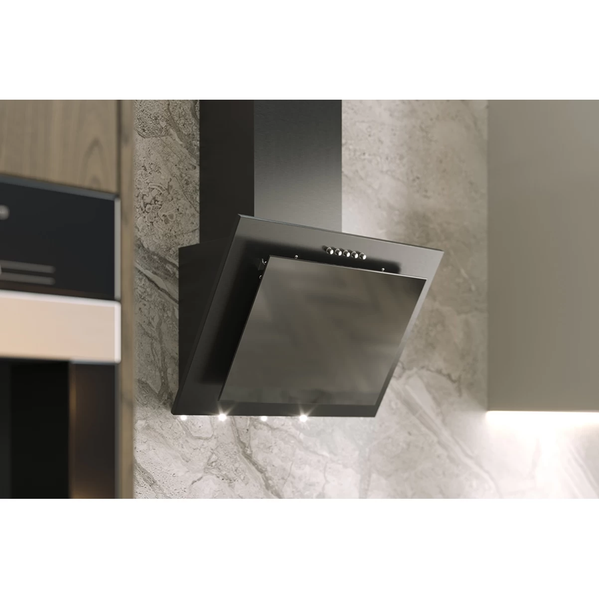 Vägghängd köksfläkt svart 50cm/60cm +svart glas|SWEDLUXURY|Sevilla