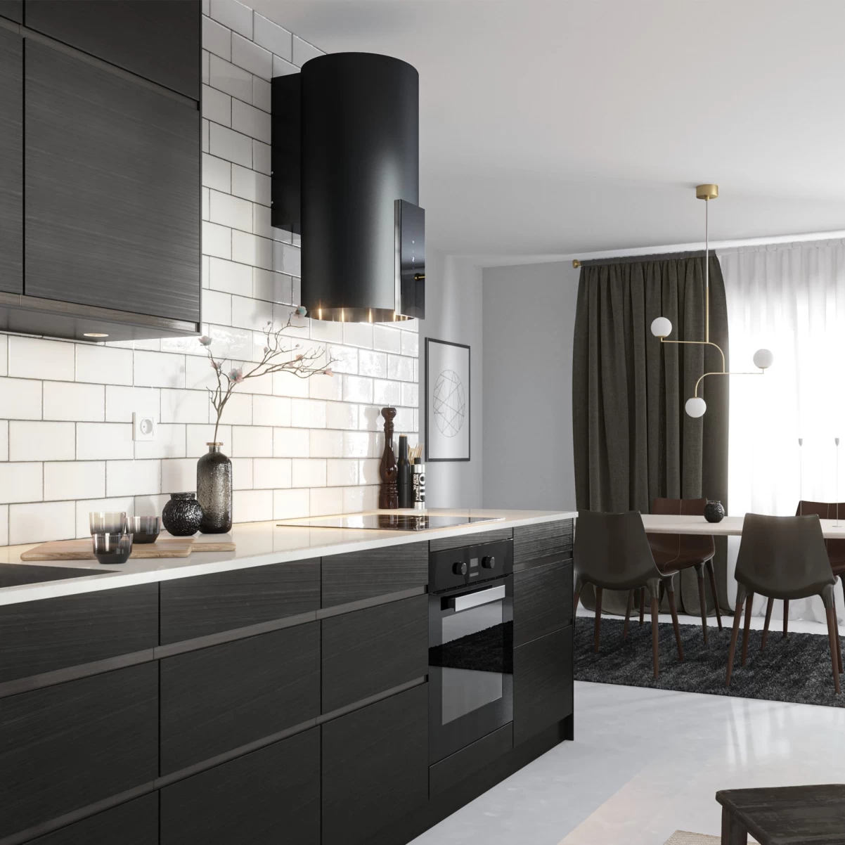 Vägghängd cylinder köksfläkt svart|SWEDLUXURY| VOGUE|Premium Line