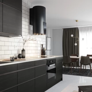 Vägghängd cylinder köksfläkt svart|SWEDLUXURY| VOGUE|Premium Line