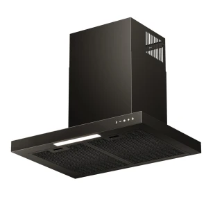 Vägghängd köksfläkt 60cm/90cm svart+svart glas|SWEDLUXURY|Zenit Lyx