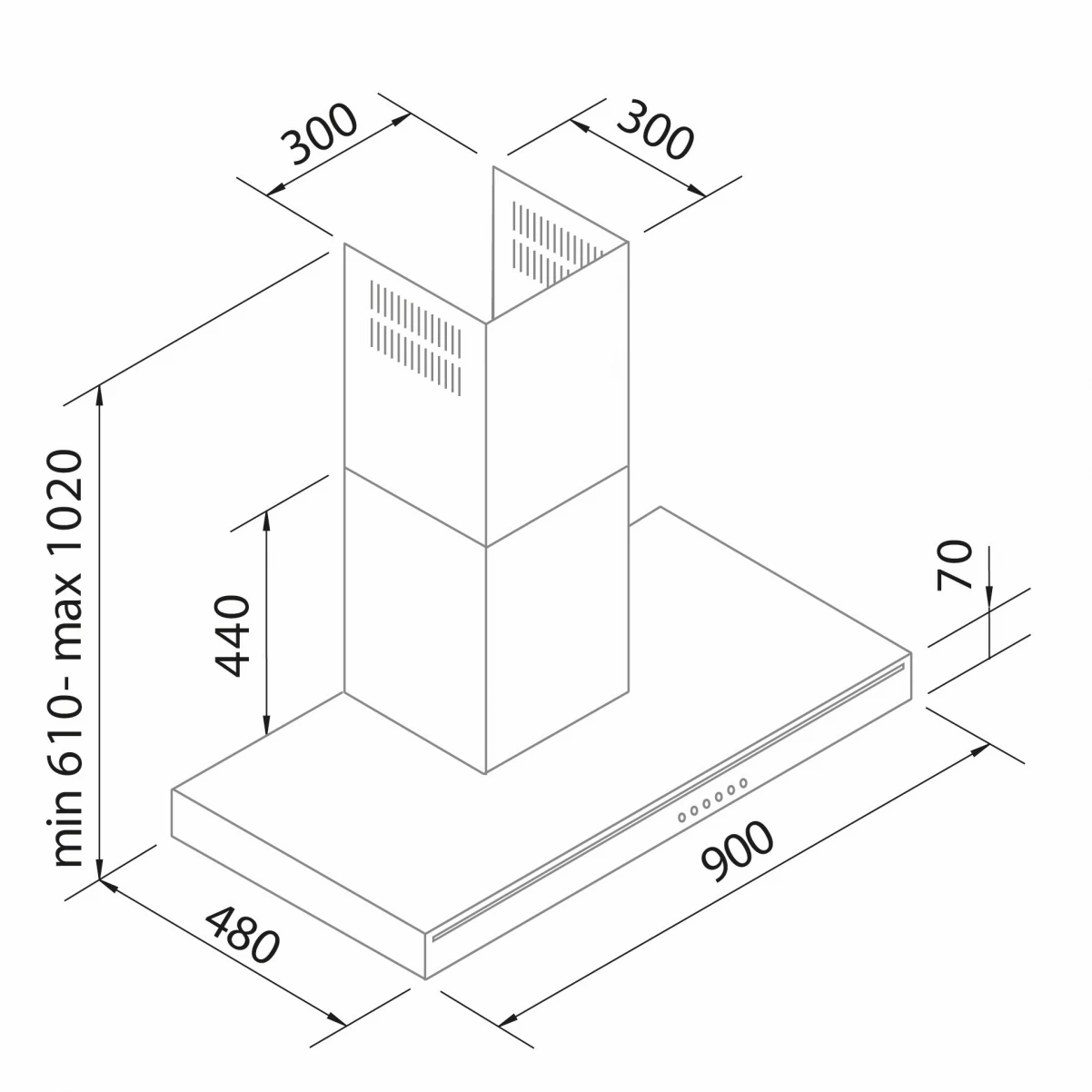 Premium line vägghängd köksfläkt Swedluxury Ekvator svart 90cm