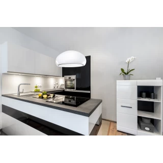 Vajerhängd keramisk köksfläkt 40cm vit + vit glas |SWEDLUXURY|Impresario