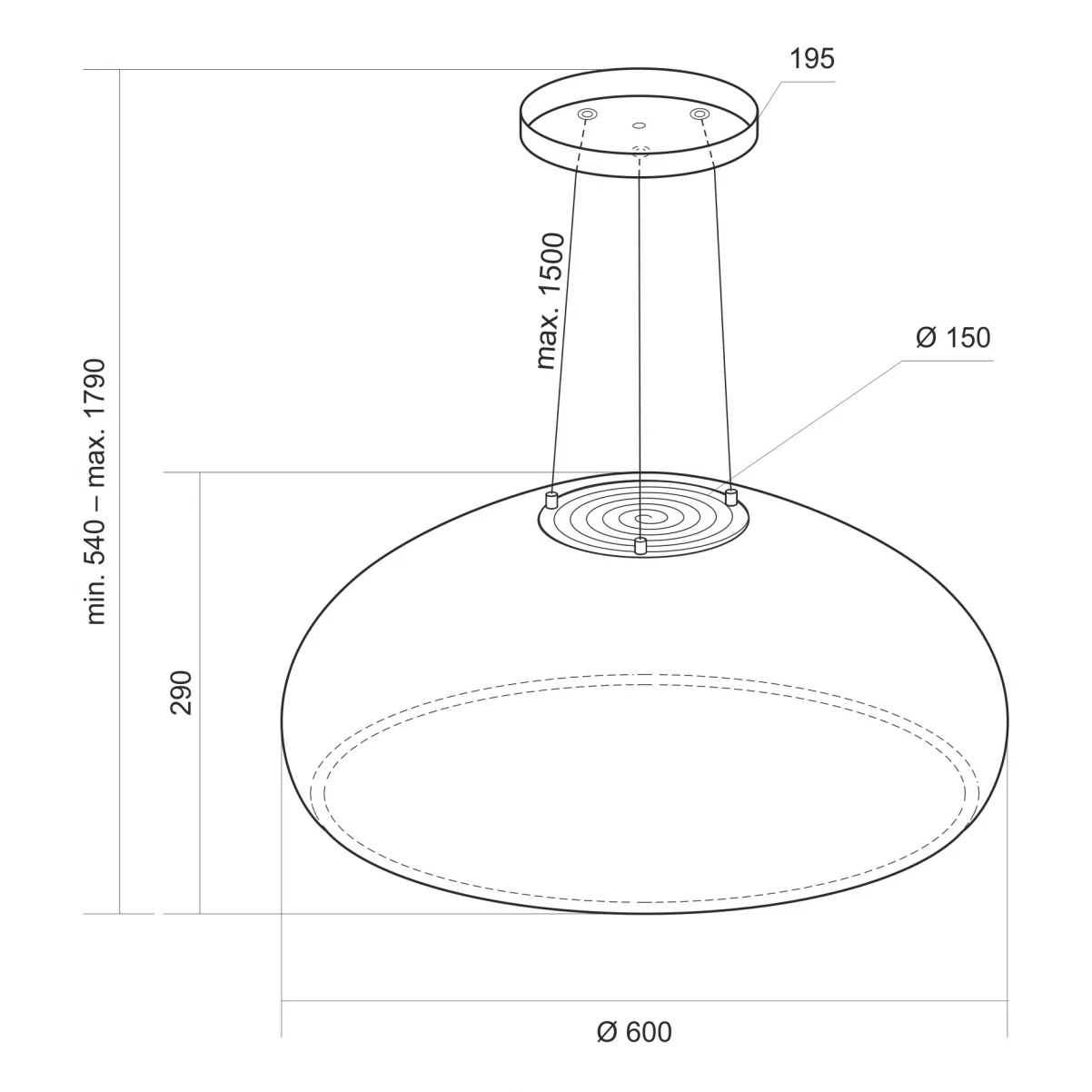 Vajerhängd keramisk köksfläkt 40cm svart + svart glas |SWEDLUXURY|Impresario