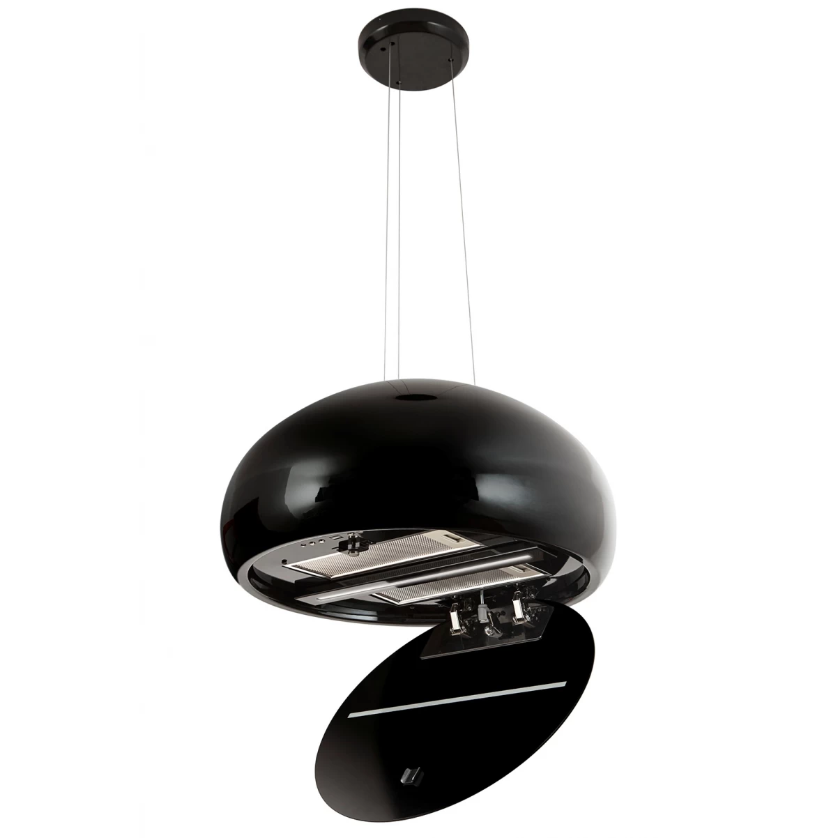 Vajerhängd keramisk köksfläkt 40cm svart + svart glas |SWEDLUXURY|Impresario