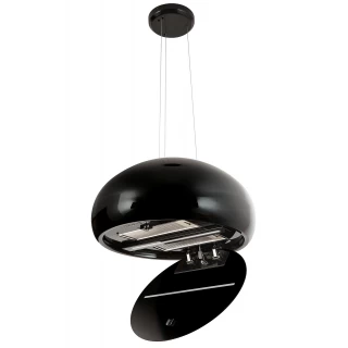 Vajerhängd keramisk köksfläkt 40cm svart + svart glas |SWEDLUXURY|Impresario