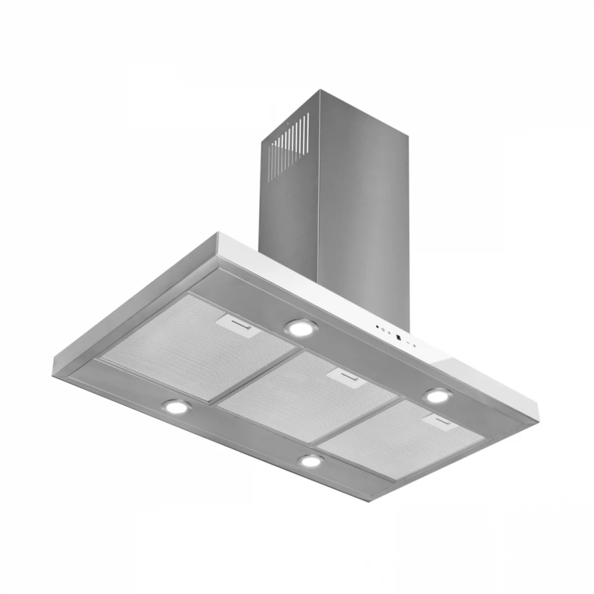 Frihängande köksfläkt 60cm / 90 cm rostfritt stål+ vit glas|SWEDLUXURY|Pacific