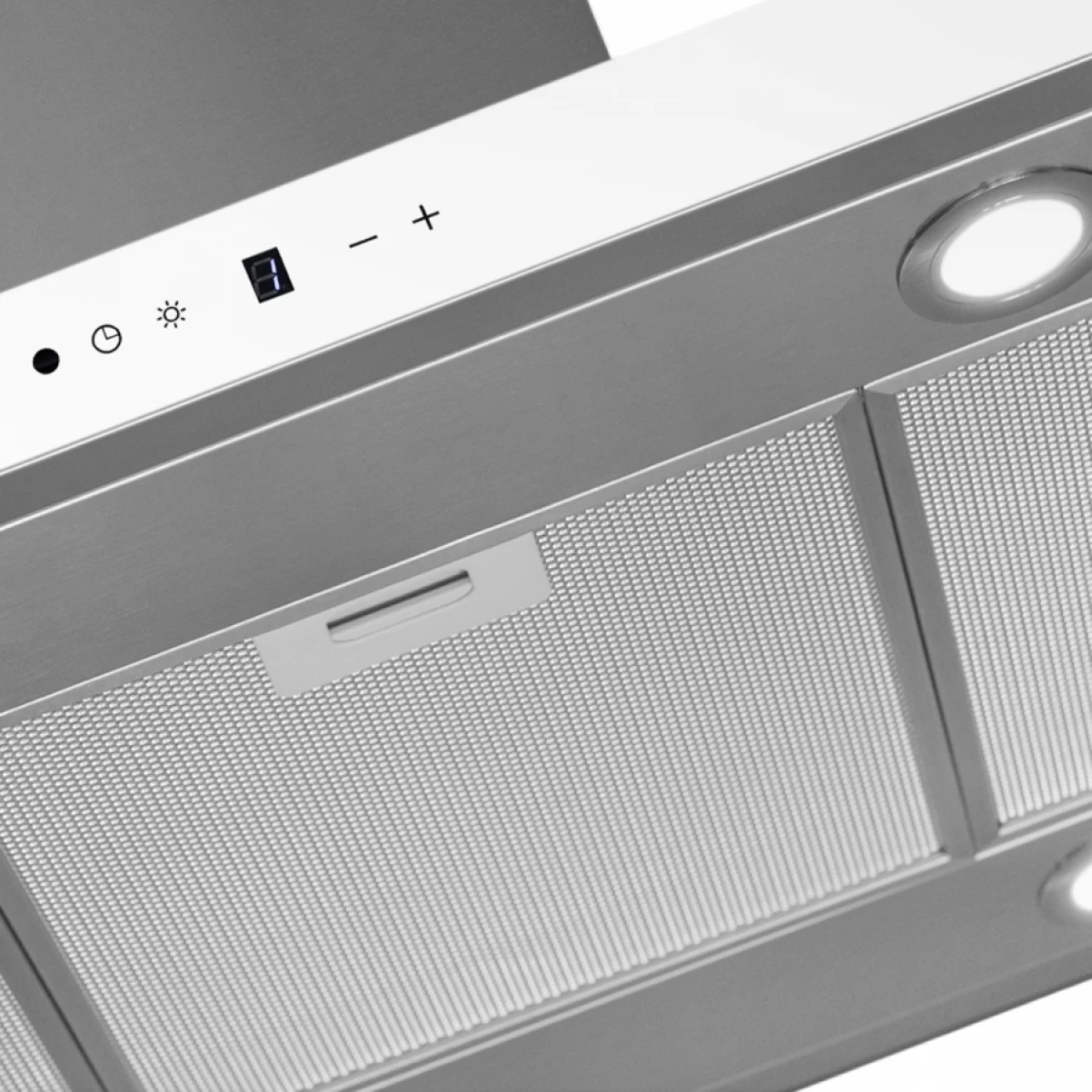 Frihängande köksfläkt 60cm / 90 cm rostfritt stål+ vit glas|SWEDLUXURY|Pacific