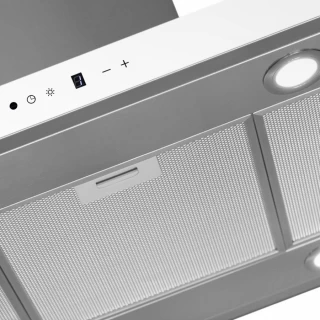 Frihängande köksfläkt 60cm / 90 cm rostfritt stål+ vit glas|SWEDLUXURY|Pacific