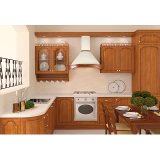 Vägghängd köksfläkt vit+ bokträ list 60 cm / 90 cm|SWEDLUXURY|Landet