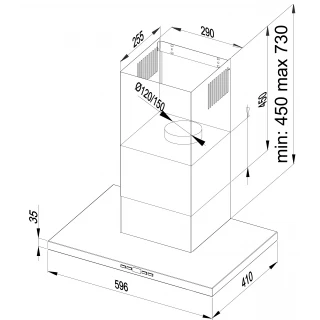 Vägghängd köksfläkt 60cm svart|SWEDLUXURY|Juno