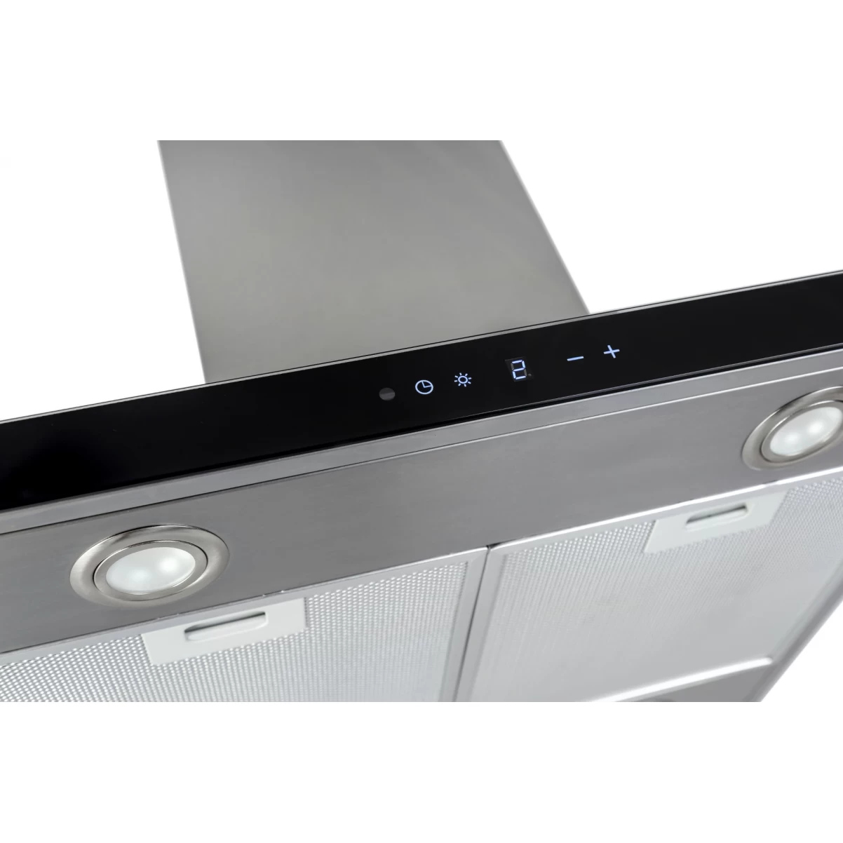 Vägghängd köksfläkt rostfrtitt stål+svart glas 60cm/90cm|SWEDLUXURY| Pacific Vg