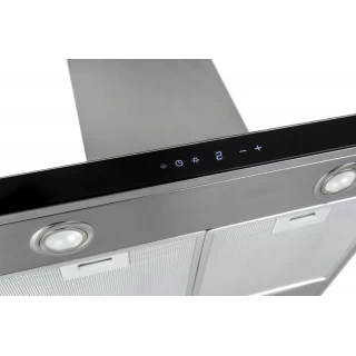 Vägghängd köksfläkt rostfrtitt stål+svart glas 60cm/90cm|SWEDLUXURY| Pacific Vg