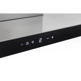 Vägghängd köksfläkt rostfrtitt stål+svart glas 60cm/90cm|SWEDLUXURY| Pacific Vg