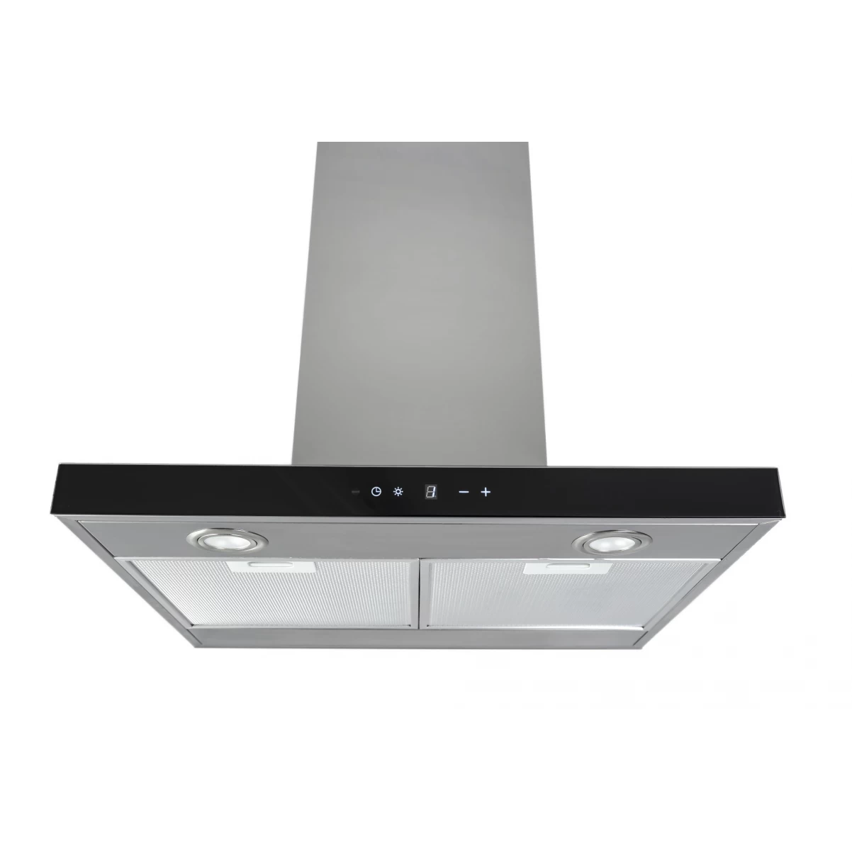 Vägghängd köksfläkt rostfrtitt stål+svart glas 60cm/90cm|SWEDLUXURY| Pacific Vg