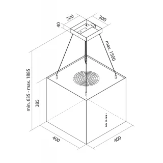 Vajerhängd fyrkantig köksfläkt 40cm vit|SWEDLUXURY|Samantha