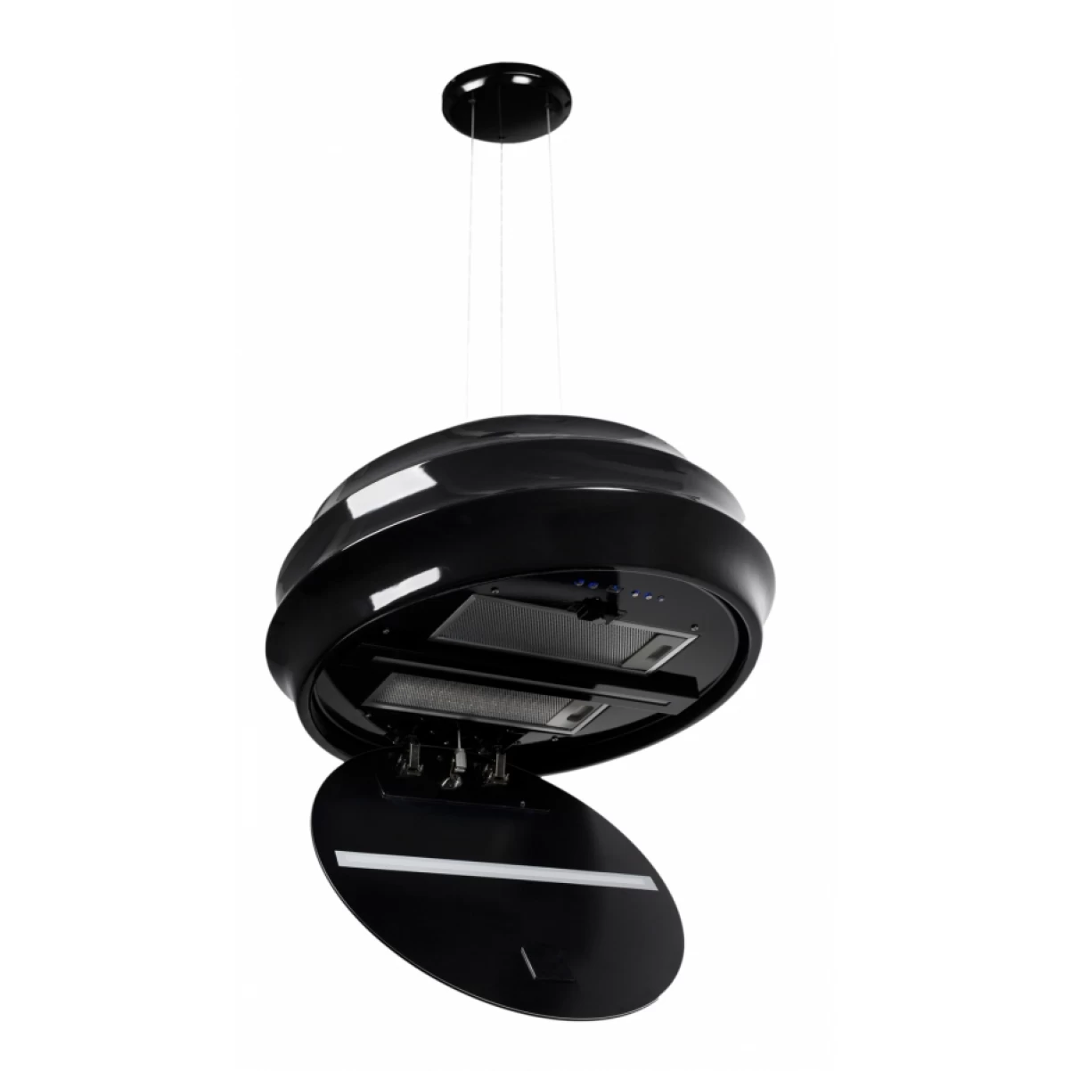 Vajerhängd keramisk köksfläkt 40cm svart + svart glas |SWEDLUXURY|Symphony