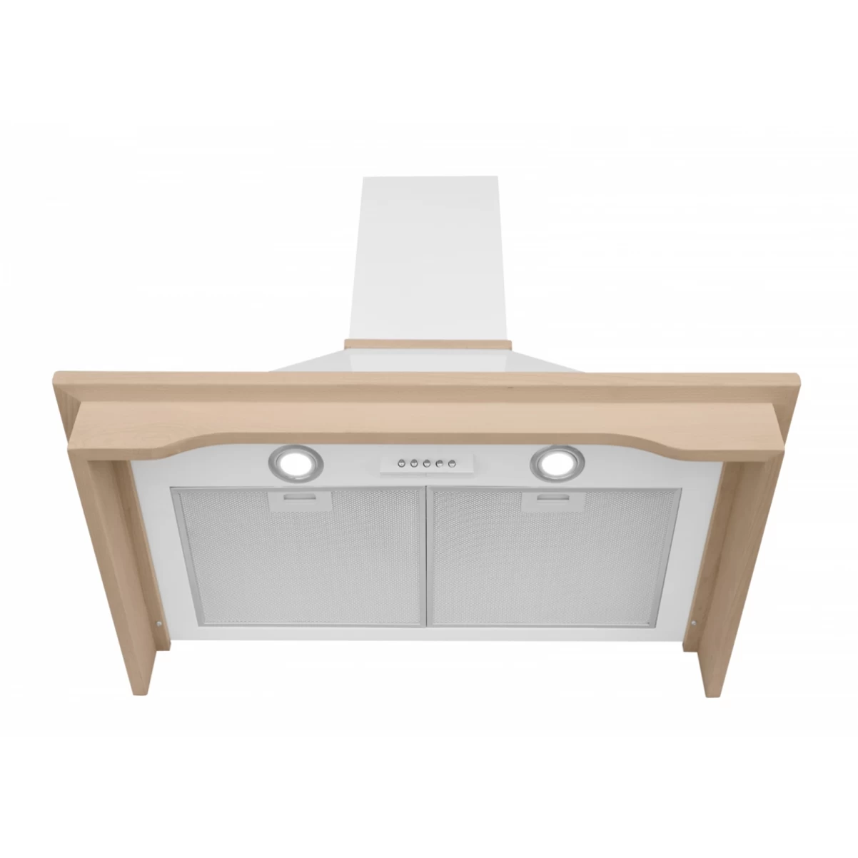 Vägghängd köksfläkt vit + bokträ list 60 cm / 90 cm|SWEDLUXURY|Vildmark