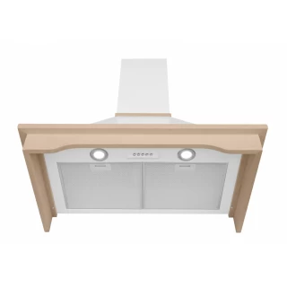 Vägghängd köksfläkt vit + bokträ list 60 cm / 90 cm|SWEDLUXURY|Vildmark
