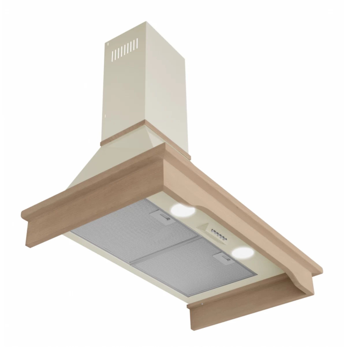 Vägghängd köksfläkt beige + bokträ list 60 cm / 90 cm|SWEDLUXURY|Vildmark