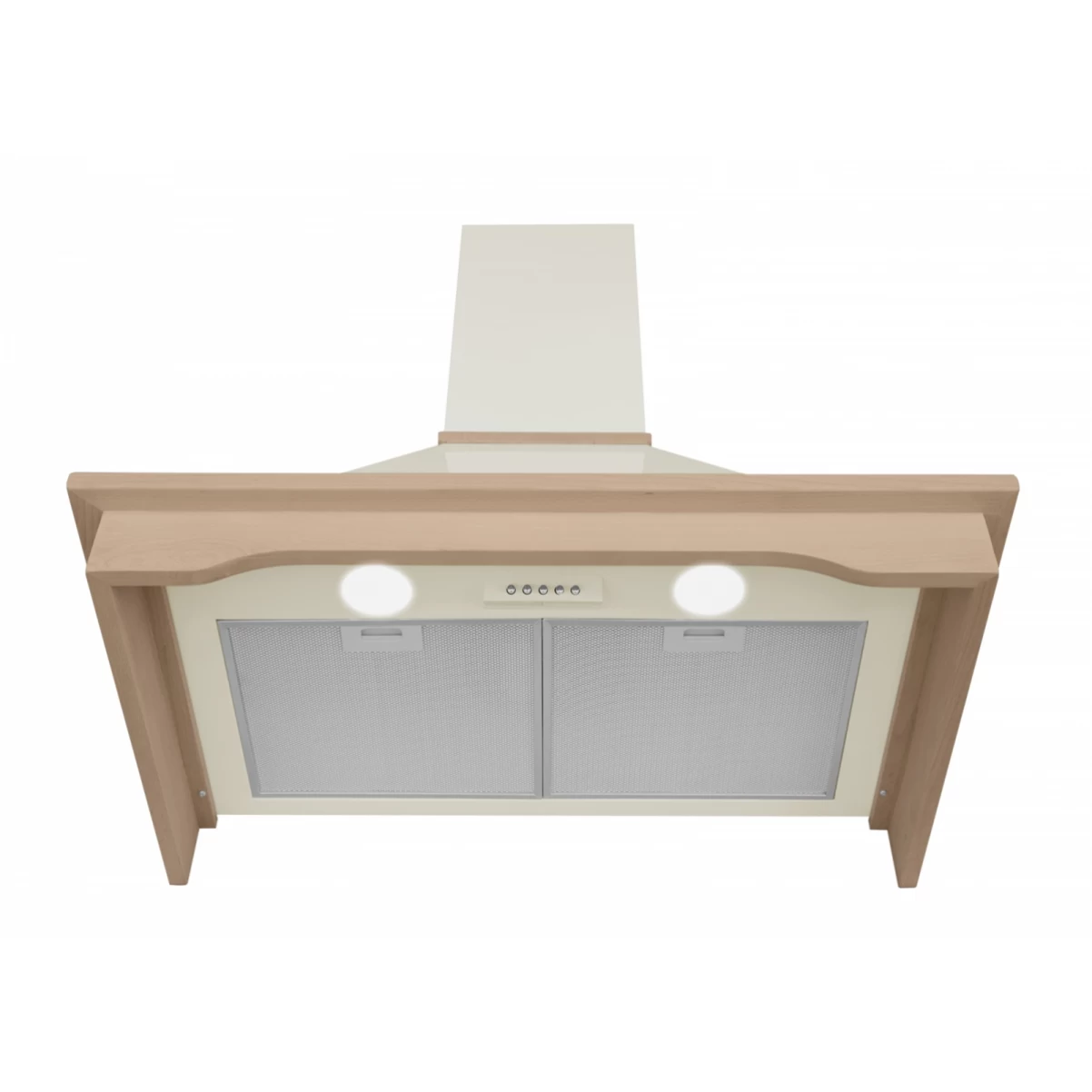 Vägghängd köksfläkt beige + bokträ list 60 cm / 90 cm|SWEDLUXURY|Vildmark