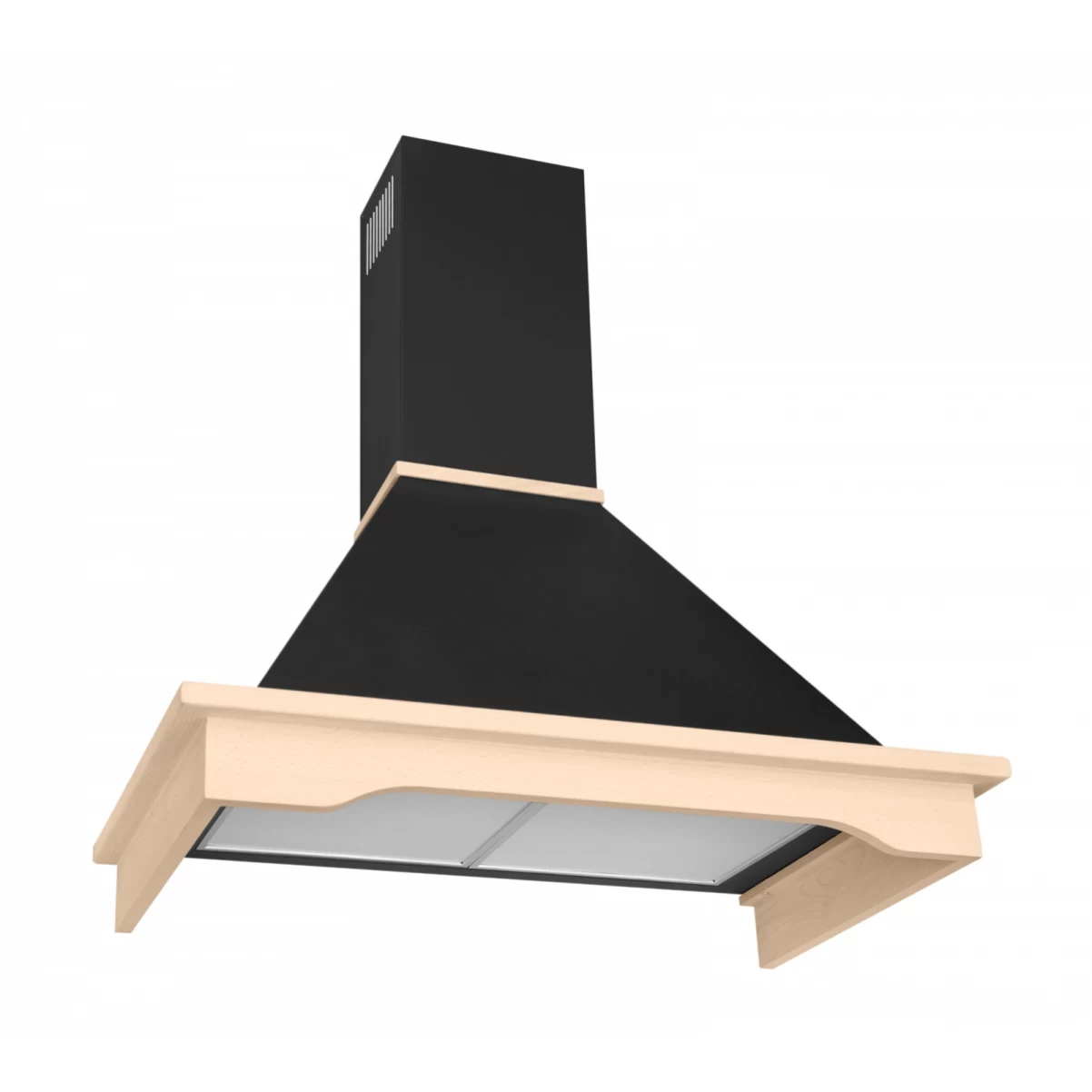 Vägghängd köksfläkt svart + bokträ list 60 cm / 90 cm|SWEDLUXURY|Vildmark