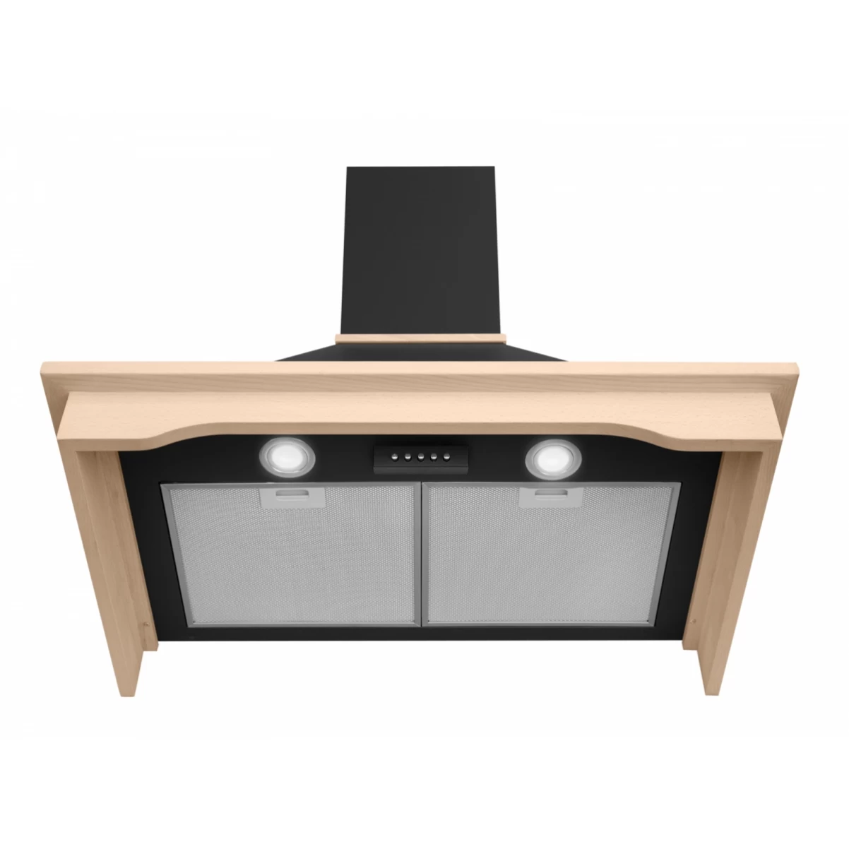 Vägghängd köksfläkt svart + bokträ list 60 cm / 90 cm|SWEDLUXURY|Vildmark